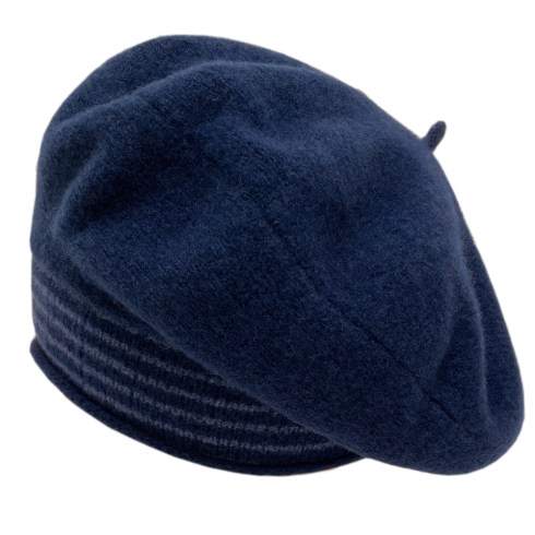 idigo blue beret with denim blue stripes